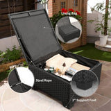 Outdoor Furniture Set 3 Pieces Wicker Patio Furniture Outdoor Sectional Patio Couch Outdoor Coffee Table with Storage All-weather Non-slip Cushions Waterproof Covers, Khaki Rattaner