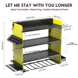 ZEAKOC Power Tool Organizer with Charging Station, 4 Layers Drill Holder Wall Mount,Metal Garage Rack with 10A Power Strip,Tool Shelves with Hooks,Drill Bit Storage, for Men Dad (Green&Black) ZEAKOC