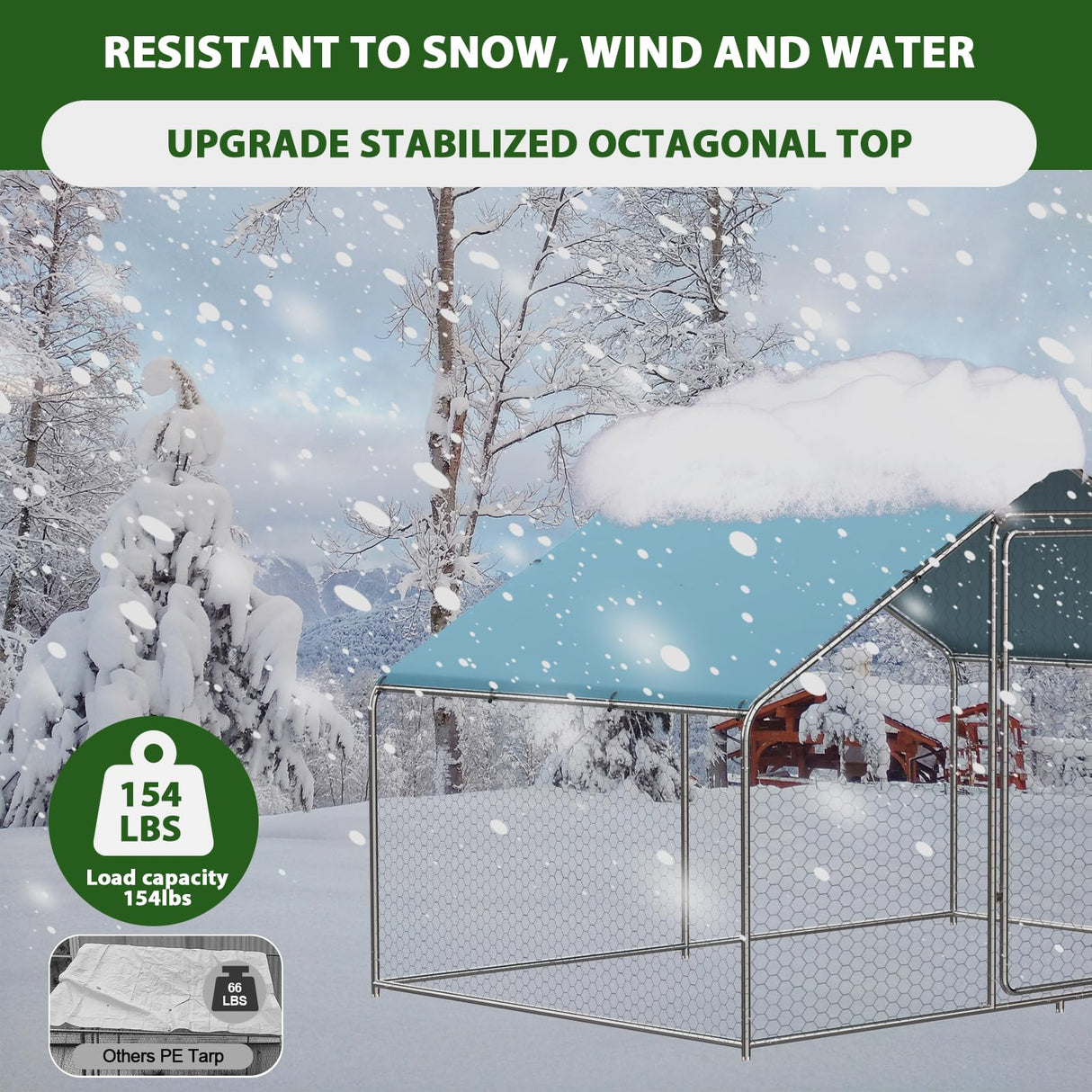 MODCART Large Metal Chicken Coop Chicken Run, Chicken Pen with Water-Resident and Anti-UV Cover, Duck Rabbit House Outdoor (9.8’ W x 6.6’ L x 6.4’ H) MODCART