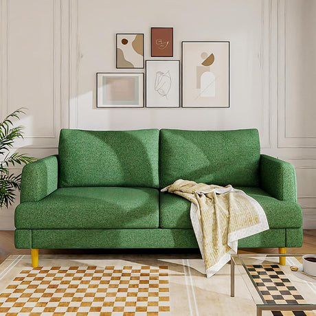 Loveseat Sofa Couch for Living Room with USB Type C Ports – Upholstered 70" Small Couches for Bedroom, Office or Apartment–Modern 2-Seater Deep Seating with Soft Cushions & Sturdy Frame,Green Living&Giving