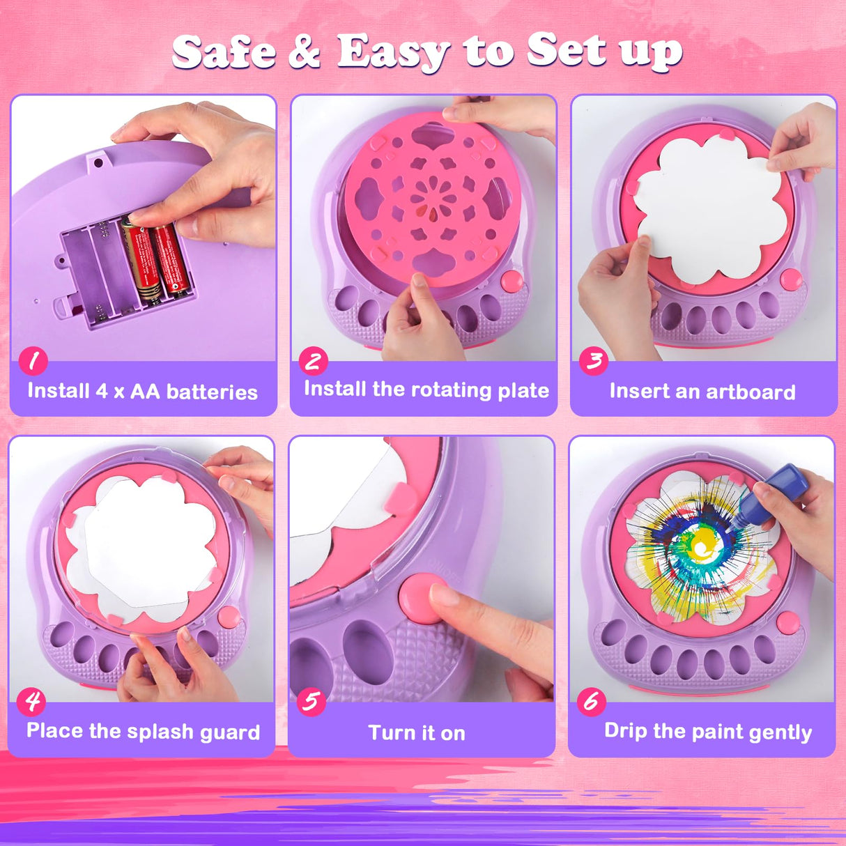 Arts and Crafts for Kids Ages 4-8,Paint Spin Art Machine Kit,Art Craft Set for 6-9 Year Old,Cool Painting Spinner Toys Kits Set,Art Supplies Birthday Gifts for Boy Girl Ages 6 7 8 9 10 11 12 Purple TingingYuli