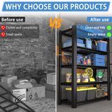 Nexvrtau 5-Tier Heavy Duty Garage Shelving Unit with Wire Shelves,3000 LBS Capacity Metal Storage Rack 72"H x 48"W x 20"D,Adjustable Boltless Steel Shelves for Garage,Basement,Pantry,Warehouse.1 Pack Nexvrtau