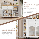 FINETONES Kitchen Island with Storage, Rolling Kitchen Island on Wheels with Wood Drop Leaf Countertop, Island Table Bar Cart with Spice Towel Rack Portable Kitchen Table Kitchen Carts on Wheels FINETONES