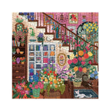 Flower Plant Puzzles 1000 Piece for Adults, Colorful Aesthetic Floral Art Jigsaw Puzzles, Cute Pretty Housepant Succulent Teacup Cat Puzzle BBOLDIN