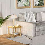 Glavbiku Bamboo Shower Bench, Shower Chair with Non-Slip Feets Storage Shelf Safe and Stable, Kids Adults Wooden Stool for Home, Bathroom, Bedside, Living Room Glavbiku