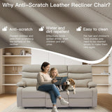 GNMLP2020 Loveseat Recliner Sofa Set, Small Leather Couch 3-Seater Manual Seater Reclining, Triple Recliner Chair for Living Room, RV, Home Theater Seating(Beige, 3 Seater Sofa) GNMLP2020