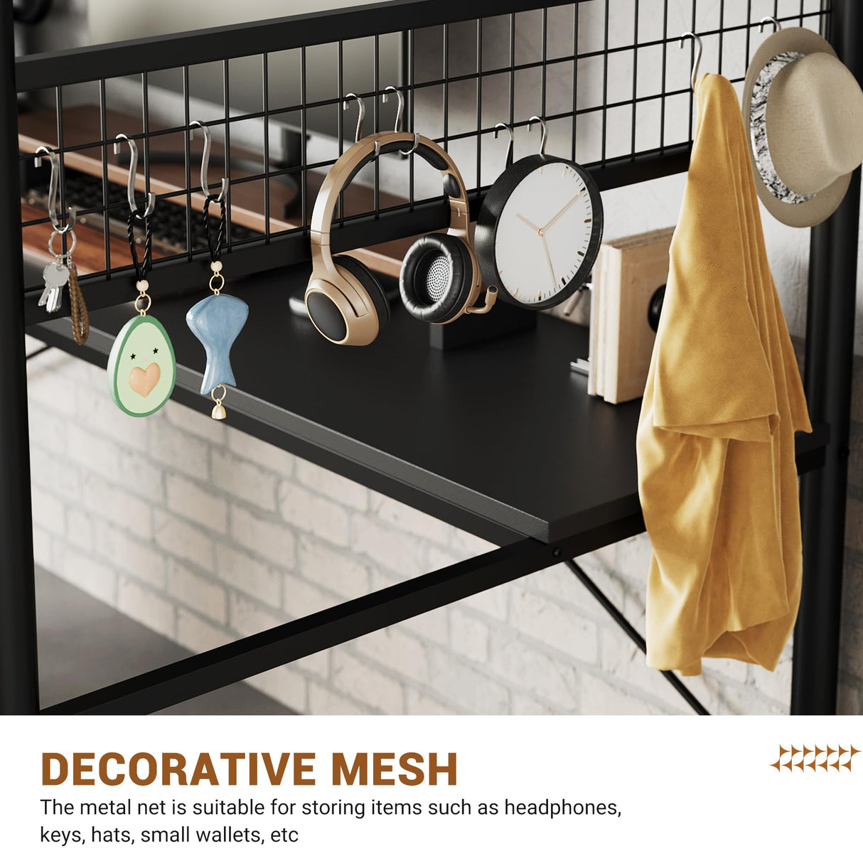 GarveeHome Loft Bunk Bed with L-Shaped Desk,Twin Loft Bed with Desk Underneath,Metal Bunk Beds with High Guardrail and Ladder for Kids/Teens/Adults,Easy Assembly, Vintage Black GarveeHome