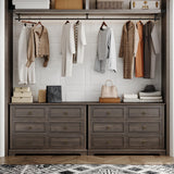 HOSTACK 6 Drawer Double Dresser, Modern Farmhouse Chest of Drawers, Wide Dressers Organizer, Accent Wood Storage Cabinet for Living Room, Hallway, HOSTACK