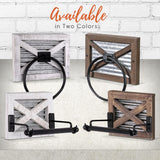 Autumn Alley Farmhouse Toilet Paper Holder and Rustic Towel Holder Set, Wall Mount, Rustic Wall Toilet Paper Holder and Bathroom Hand Towel Holder Decor, Wooden Brown Autumn Alley