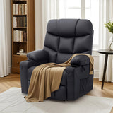 MCombo Power Lift Recliner Chair with Extended Footrest for Elderly People, Faux Leather 7287 (Black, Medium) MCombo