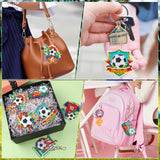 JSRQT 5D DIY Football Diamond Art Painting Keyrings Kit, Double-Sided Diamond Pasted Painting Keychians for Adult Kids, Rhinestone Mosaic Craft Painting Pendant for Handbag Backpack Party Decoration JSRQT