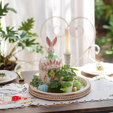 Hanobe Decorative Serving Tray Wood: White Washed Bead Round Tray Decor for Coffee Table Rustic Wooden Trays Farmhouse Centerpiece for Living Room Kitchen Counter Hanobe