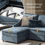 HULALA HOME 129'' Modular Sectional Sofa with Chaise, Oversized U Shaped Sofa with Hidden Storage Compartment, Comfy Cloud Couch with Extra-Wide Seat, Tool-Free Assembly, Blue HULALA HOME