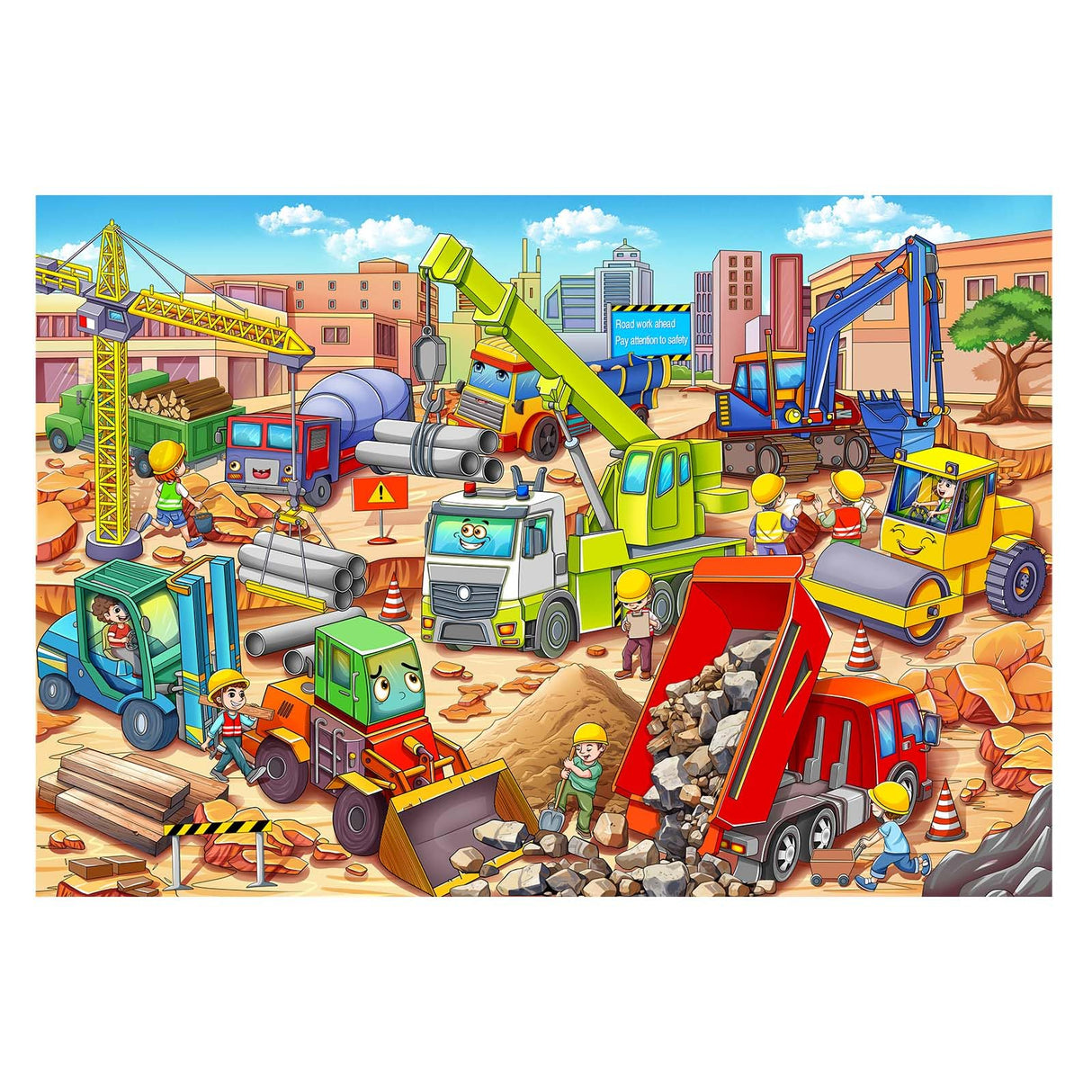 Large Piece Jigsaw Puzzles for Kids Ages 4-6 6-8 8-10 Year Old 100 Pieces Jigsaw Puzzles for Kids Construction Engineering Vehicle Puzzles Educational Toys Gift for Children Boys Girls Ages 4-10 TOCHILD