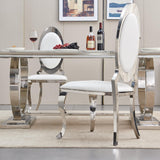 70'' Marble Dining Table for 8 People, Rectangle Faux Marble Dining Table with Silver Mirrored Finish Stainless Steel Base, Modern Marble Kitchen Table for Living Room Home Office AF ARTISAN FURNITURE