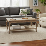 Alaterre Furniture Austerity 42-Inch Rustic Coffee Table with Open Shelf, Curved Legs, and Scalloped Edge - Easy Assembly Reclaimed Wood Living Room Table - Farmhouse Furniture (Driftwood Finish) Alaterre Furniture