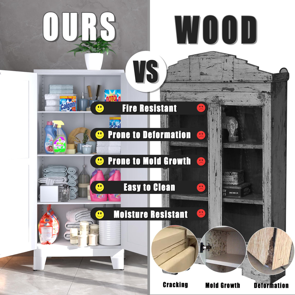 PAOFIN 61" Black Pantry Cabinet, Metal Storage Cabinet, Pantry Cabinets with Doors and Shelves, Kitchen Pantry Storage Cabinet… PAOFIN