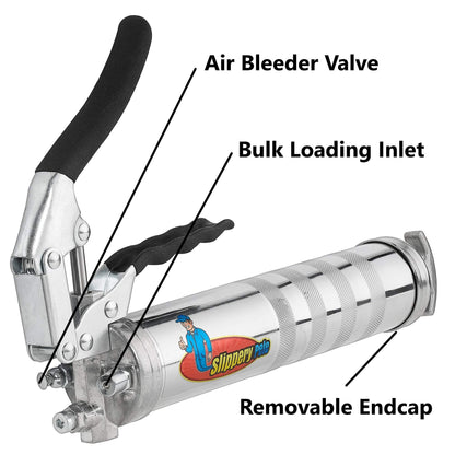 Slippery Pete Pistol Grip Grease Gun - Long Lasting Heavy Duty Steel Construction - Lubricate Tractors, RV's and Cars - Uses 14 Ounce Grease Cartridges - WoodArtSupply