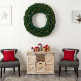 Nearly Natural 48in. Large Artificial Christmas Wreath with 714 Bendable Branches and 200 Warm White LED Lights Nearly Natural