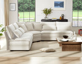 5-Seater Sectional Couch, 102" L-Shaped Corner Sofa, Oversized Corduroy Cloud Couch with 2-Layer Cushions for Living Room, Aparment (White) SUNWAVE