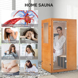 Real Relax Far Infrared Sauna Room 1 Person, Compact Hemlock Wooden Indoor Home Sauna Room with 950W 6pcs Low EMF Heating Plates Real Relax
