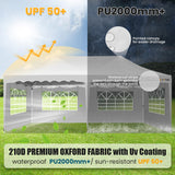 HOTEEL 10×20 Pop Up Canopy with 6 Sidewalls, UV 50+ and Waterproof Canopy Tent, Thickened Frame, Large Space Easy Pop Up Canopy, Outdoor Canopy for Weddings, Beaches, Parties, Patio (White) Hoteel