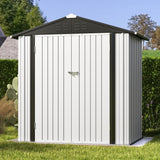 Patiowell 6x4 FT Outdoor Storage Shed, Garden Tool Storage Shed with Sloping Roof and Double Lockable Door, Outdoor Shed for Garden Backyard Patio Lawn,White Patiowell