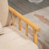 HOMCOM 48" 2-Seater Couch for Small Spaces, Modern Loveseat Sofa for Bedroom, Living Room Furniture, Upholstered Small Couch with Throw Pillow and Wood Legs, Beige HOMCOM