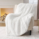 Bedsure Soft White Throw Blanket for Couch, Fluffy White Blankets Fuzzy Fleece Blanket for Sofa Chair, Cozy Sherpa Faux Fur Blanket, White Decor Christmas Blanket White Gifts for Women, Girls, 50x60 Bedsure