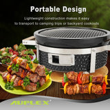 AUPLEX Yakitori Ceramic Charcoal Grill, Japanese Style Tabletop BBQ With Bamboo Heat Shield For Indoor/Outdoor, Round, DIA-14” AUPLEX