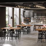 Tribesigns Bar Table, Industrial Counter Height Pub Table with Metal Footrest, 63-Inch Rectangle Wood Kitchen Dining Table with Sturdy Metal Frame for Dining Room, Home Bar (Brown) Tribesigns