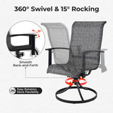 Grand patio 10-Piece Patio Dining Set for 8, Outdoor Dining Set with Swiviel Patio Chairs & 1 Rectangular Woodgrain Dining Table with Umbrella Hole, Black & Grey Plaid Grand patio