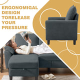 Chireca Sectional Sofa Set of 79.5" Convertible Sofa & Accent Chair, Small L Shaped 3 Seat Couch with Reversible Ottoman, Modern Linen Sofa Couch for Living Room, Office, Apartment, Dark Grey Chireca