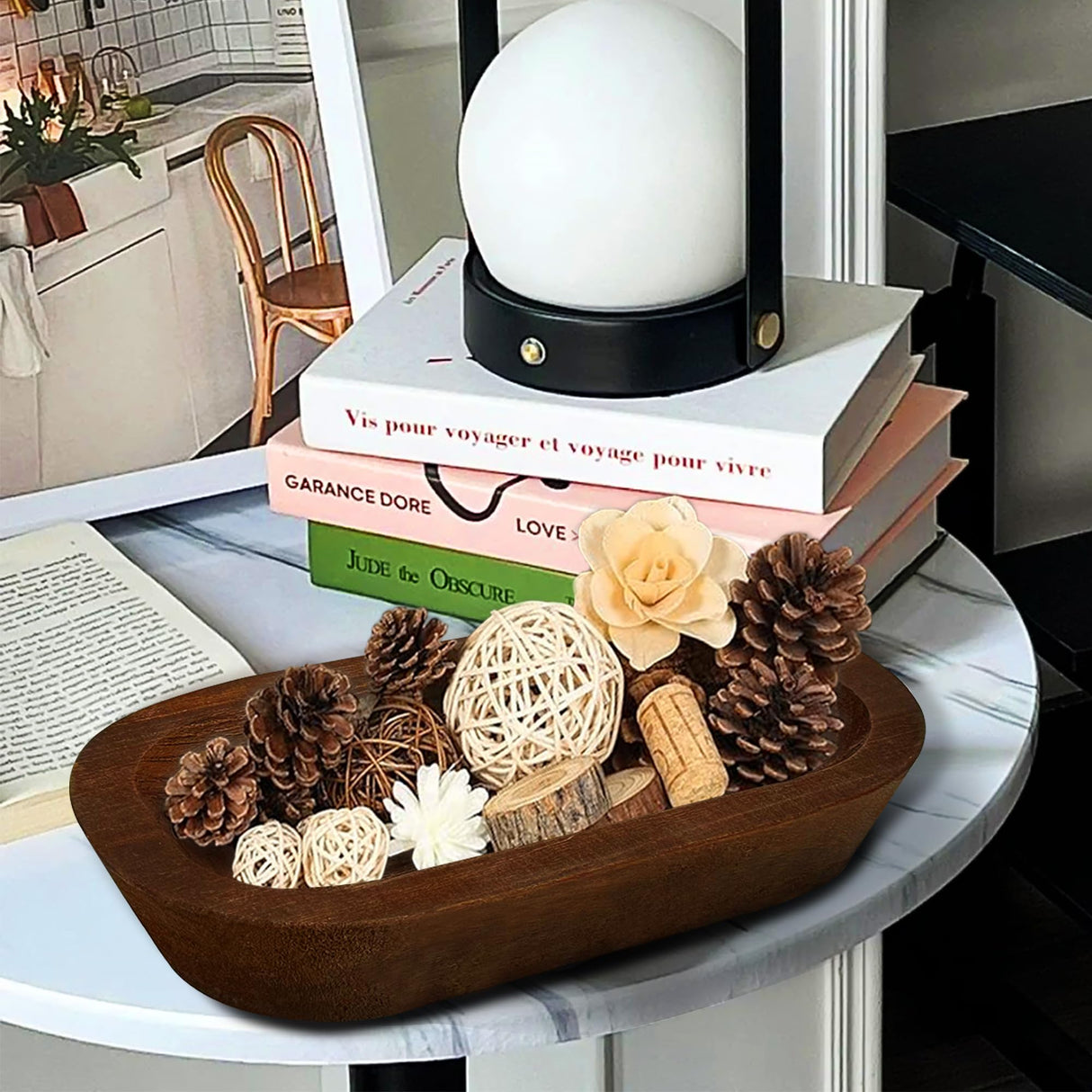 Royxen 8 Pack Wood Dough Bowl, Wooden Dough Bowls Paulownia, Rustic Bowl Vintage, Bowls for Candle (Brown, 9.7" x 6") Royxen