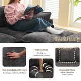 76'' Cloud Deep Seat Loveseat, Upholstered Chenille Modular 2-Seats Sectional Sofa Couch, Modern Comfy Settee Loveseat for Living Room Set, Small Apartment, Dark Grey WUTUTUEE