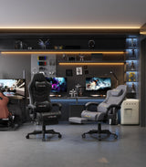 Gaming Chair, Computer Office Chair with Footrest, 155° Reclining Chair, Ergonomic High Back Computer Chair with Headrest and Lumbar Support for Adults and Kids(All Black) Gamtimer