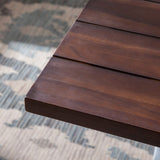 GDFStudio Rustic Farmhouse Acacia Wood Dining Table, Dark Brown and White GDFStudio