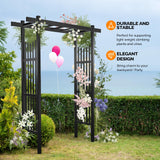 VINGLI Garden Arbor, PVC Wedding Arch for Ceremony Party, Garden Trellis for Climbing Plants Outdoor, Arch Backdrop Stand for Garden, Backyard, Lawn, Wedding (Black) VINGLI