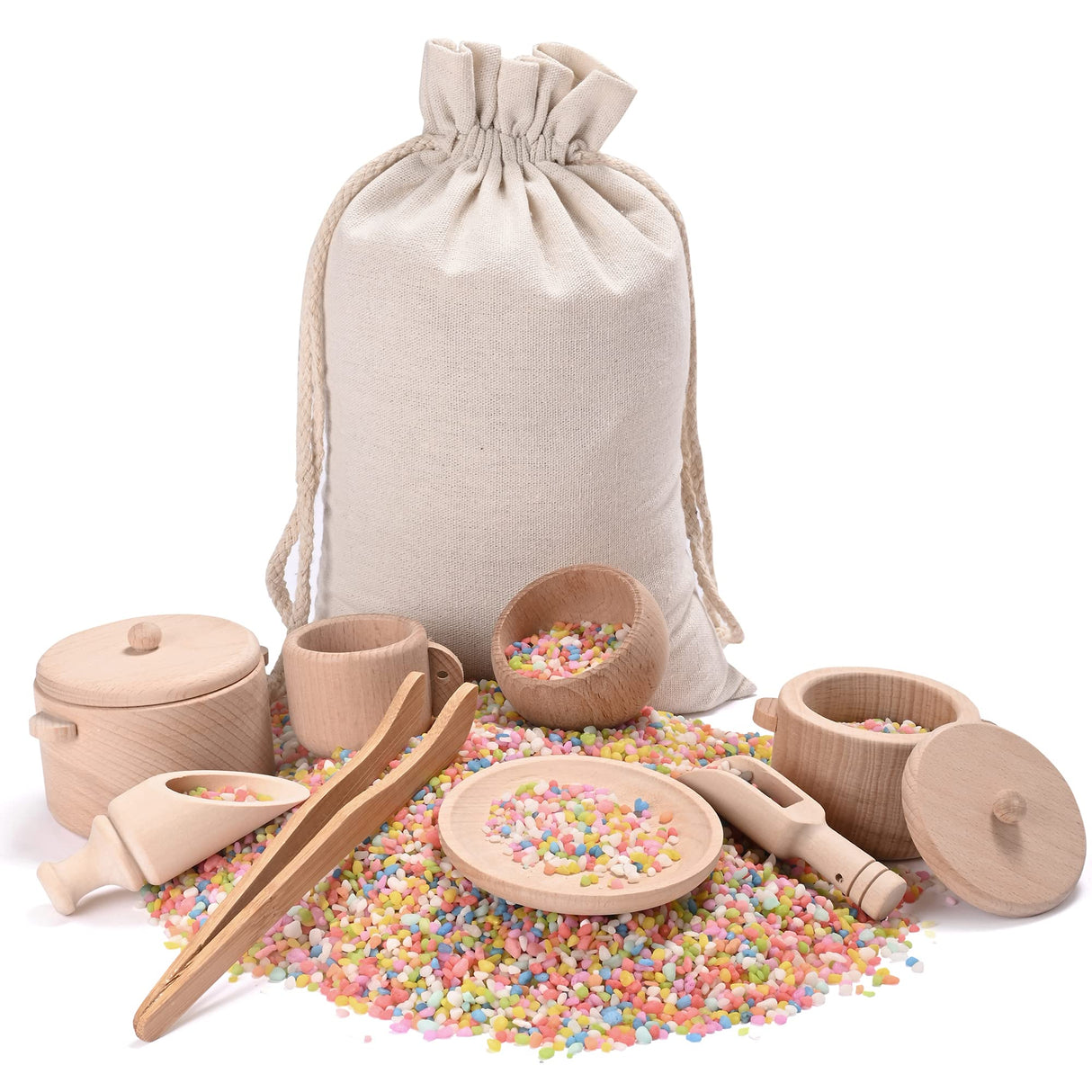 MONT PLEASANT Sensory Bin Toys for Toddlers Montessori Toys, Waldorf Toys, Pretend Play Dish and Tongs- Fine Motor Learning Toys for Sensory Table Activities MONT PLEASANT