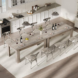 Garvee Wood Farmhouse Dining Table for 4-6, Heavy Duty Large Kitchen Table, 63 Inches Long Rectangular Dining Room Tables with Strong Legs, 1.18" Thickness Tabletop, for Big Family, Rustic Gray Garvee