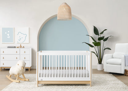 GAP babyGap Tate 4-in-1 Convertible Crib - Greenguard Gold Certified, Bianca White/Natural - WoodArtSupply