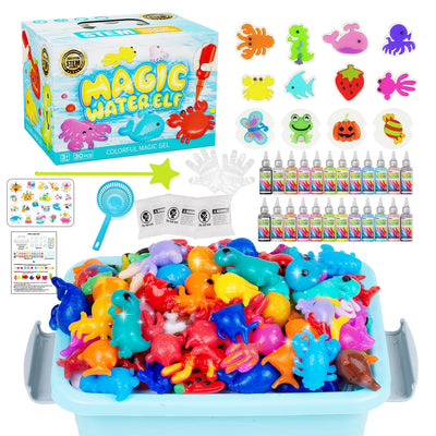 Magic Water Toy Elf Kit, Aqua Fairy Water Gel Kit 12 Magic Gels & 12 Molds Make Your Own Water Pets, Toys for 4 5 6 7 Year Old Xmas Birthday Gifts Party Favors, DIY STEM Craft Kit Kids Toys Age 3+