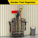 3 Tier Garden Tool Organizer, Garage Storage and Organization, Metal Yard Tools Storage up to 78 Tools, Heavy Duty Garden Tool Organizer for Garage, Yard, Patio, Shed, Indoors and Outdoors, Black GIOTORENT
