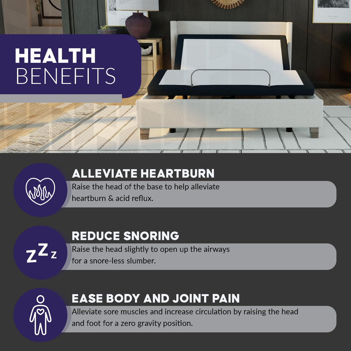 Blissful Nights King e3 Adjustable Bed Base Frame with Head and Foot Incline, Wireless Remote Control, Easy Assembly, and 10 Year Warranty Blissful Nights