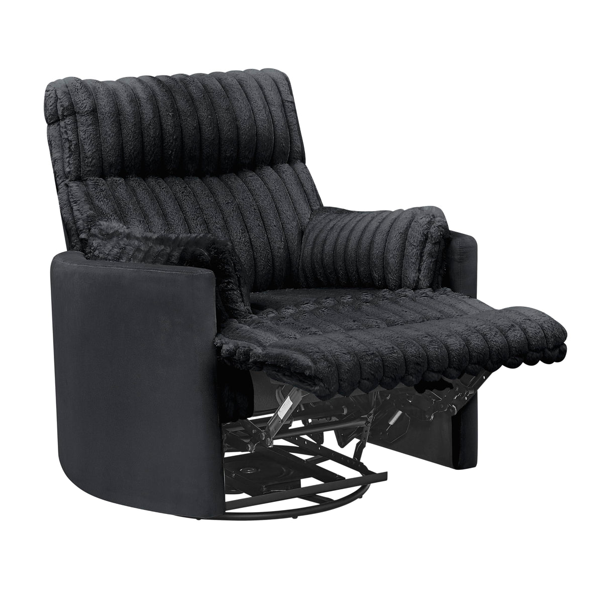 Roundhill Furniture Bocaton Wide Wale Corduroy Upholstery Manual Recliner, Black Roundhill Furniture
