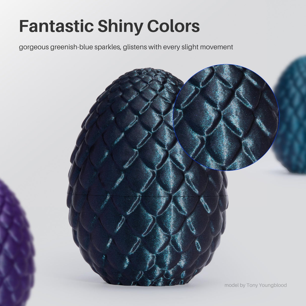 ELEGOO PLA Filament 1.75mm Galaxy Peacock Blue 1KG, Shiny 3D Printer Filament Dimensional Accuracy +/- 0.02mm, 1kg Spool(2.2lbs) 3D Printing Filament for Most FDM 3D Printers ELEGOO