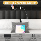 Lifezone Queen Bed Frame with Headboard, Queen Bed Frame with High Storage Bookcase Headboard, 4 Storage Drawers & Charging Station, No Box Spring Needed/Noise Free/All-Metal Support, Rustic Grey Lifezone