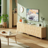 Lulive Dresser for Bedroom Wood Dressers Chest of Drawers, Fluted 53.2" Wide Modern Long Dresser TV Stand 6 Drawers for Bedroom, Closet, Living Room, Hallway (Natural) Lulive