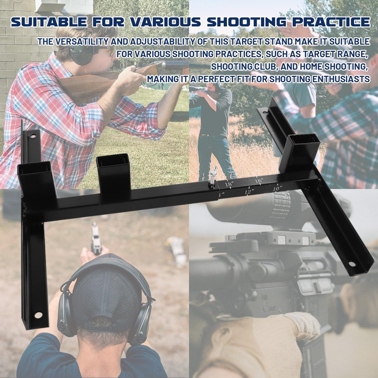 Highwild Adjustable Target Stand Base for Paper Shooting Targets Cardboard Silhouette - H Shape - USPSA/IPSC - IDPA Practice - Upgraded Version (1 Highwild