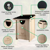 Owl House Cedar - Waterproof Owl Boxes for Outside - Nesting Box for Barn, Screech, Barred - Owl Box 16“ x 12” x 11” - Easy to Install - Bags of Cedar Wood Shavings Moonity